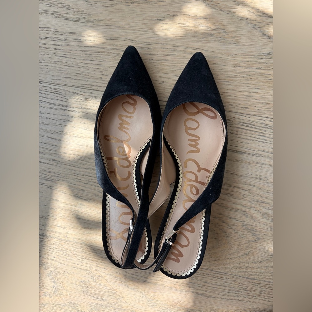 Sam Edelman Black Suede D’Orsay Kitten Heels Size 6.5